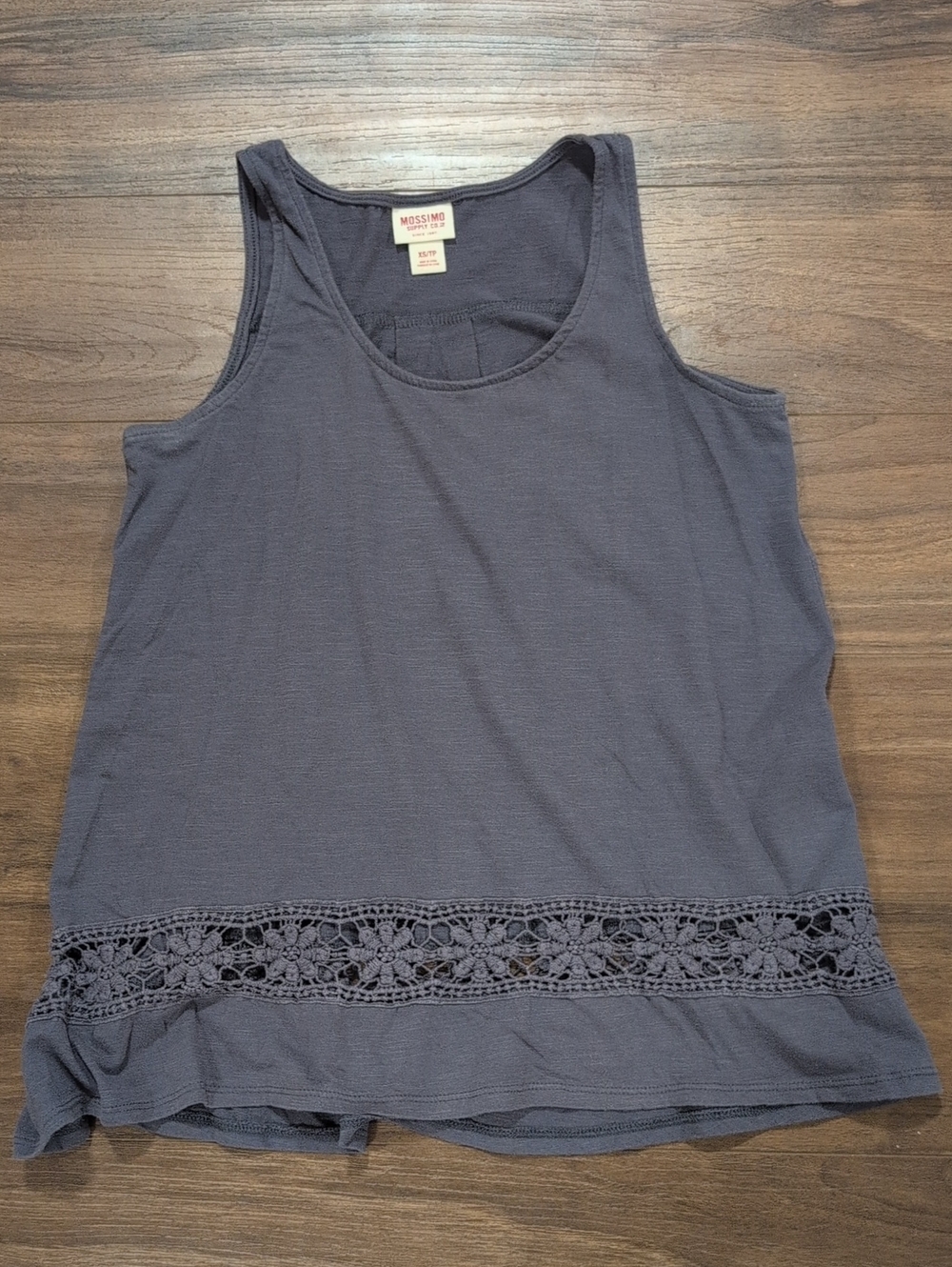 Mossimo Supply Co. Women's Gray/Purple Crochet-Hem Tank Top